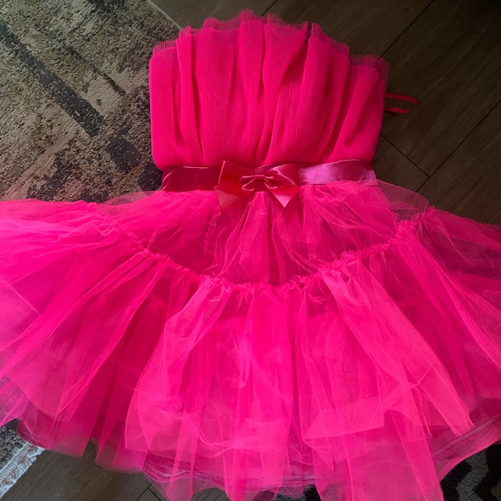 Bow Front Layered Tube Tulle Dress